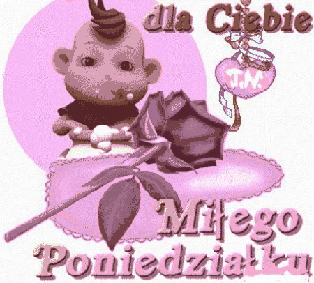 Chłopczyk z różową różą miłego poniedziałku